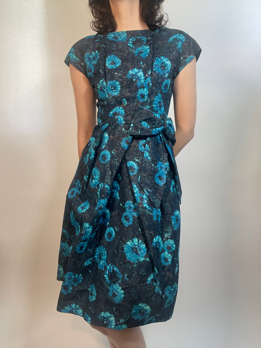 VTG 60s Turquoise & Blue/Black Brocade Dress Fancy – Metropolis