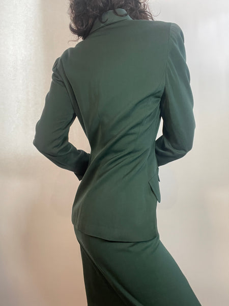 VTG 1940s GREEN GABARDINE Ladies Skirt Suit