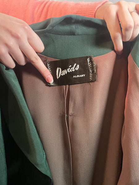 VTG 1940s GREEN GABARDINE Ladies Skirt Suit