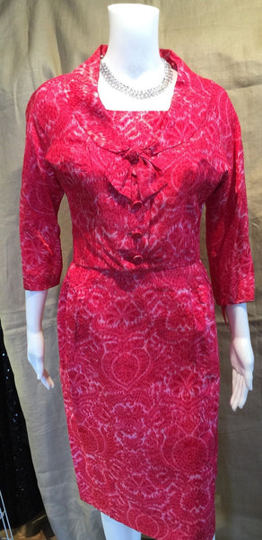 Pink Silk Print WIGGLE Dress with Jacket