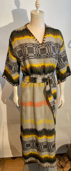 1970s Hand Woven Caftan Dress BOHO HIPPIE