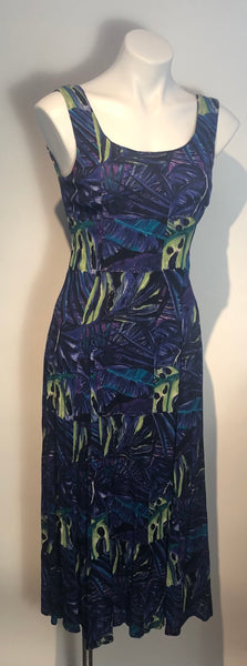 90s Summer Sundress Rayon Print Open Back