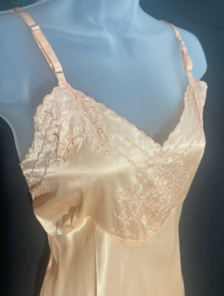 40s NOS Rayon Peachy Pink Slip Dress Size 36