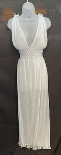 VTG 1960s Nylon Crinkle Pleated SHEER Dress or Lingerie, Elastic waist ICE BLUE