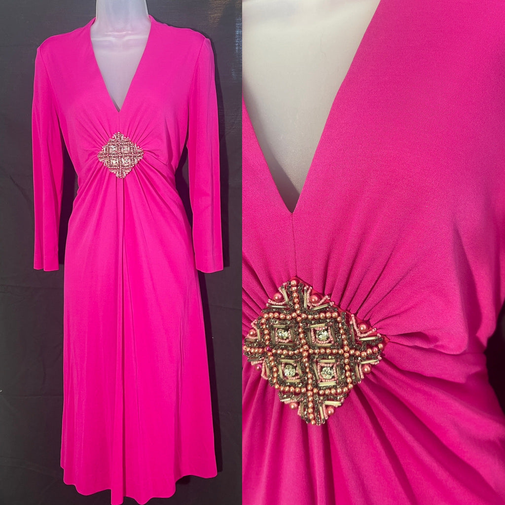 SORA COUTURE DESSIN Silk Jersey Barbie Deep V Dress 90s