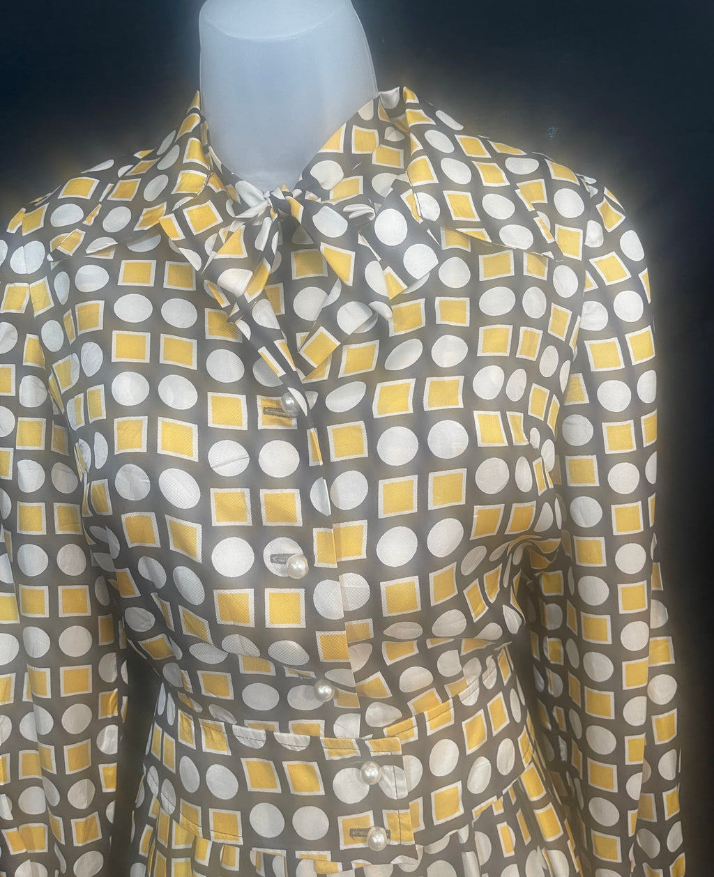 1970s OPTIC Print Dress & Jacket PARIS LABEL