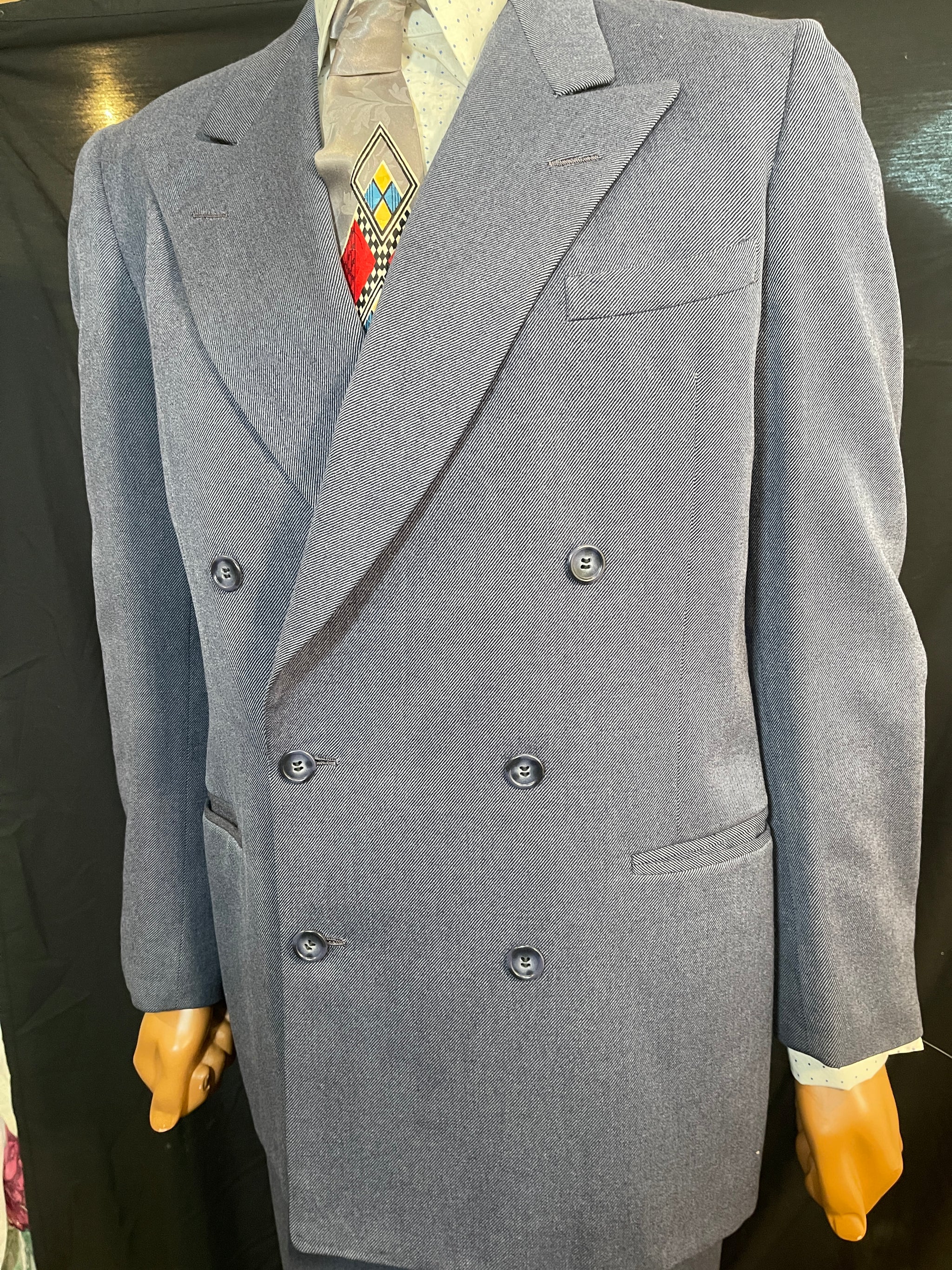 40s-50s MEN's Double Breasted Suit Primo Condition Size 40