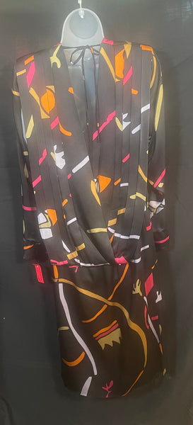 1980s SILK ABSTRACT PRINT Dress by Bobby CHI, Designer Collection