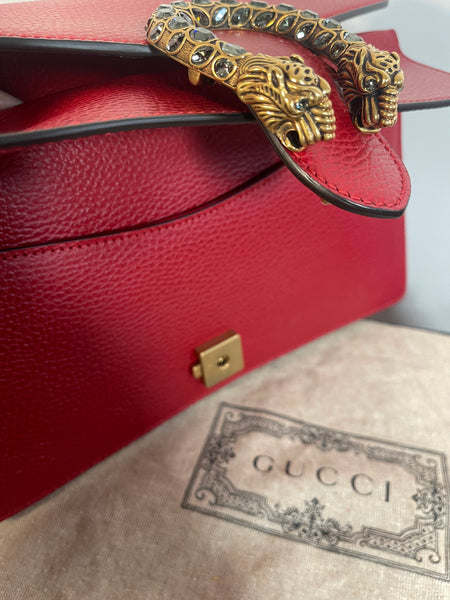 GUCCI Dionysus RED Purse/ Bag Jeweled Clasp Exc Cond. Box & SAKS Receipt