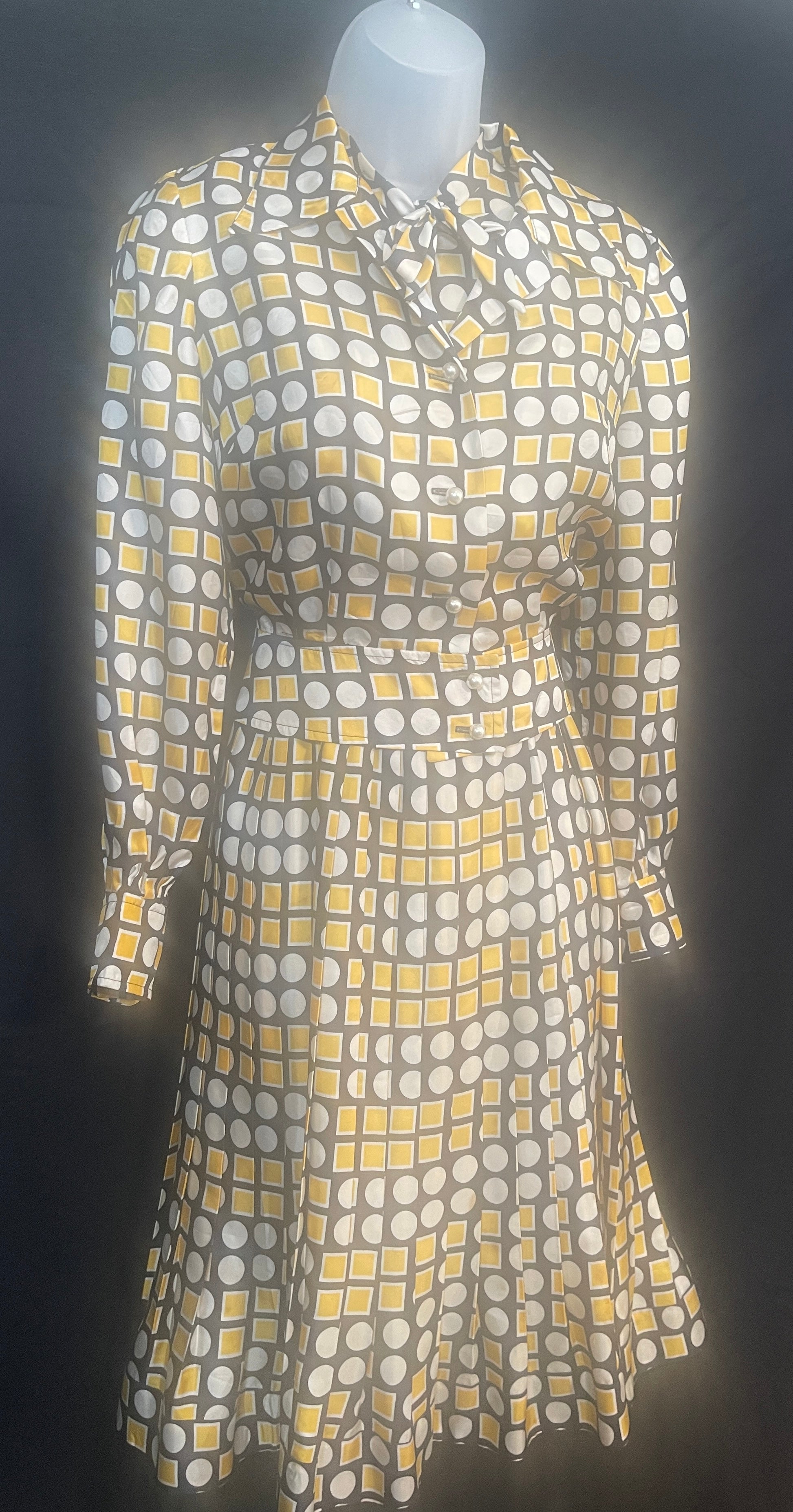 1970s OPTIC Print Dress & Jacket PARIS LABEL