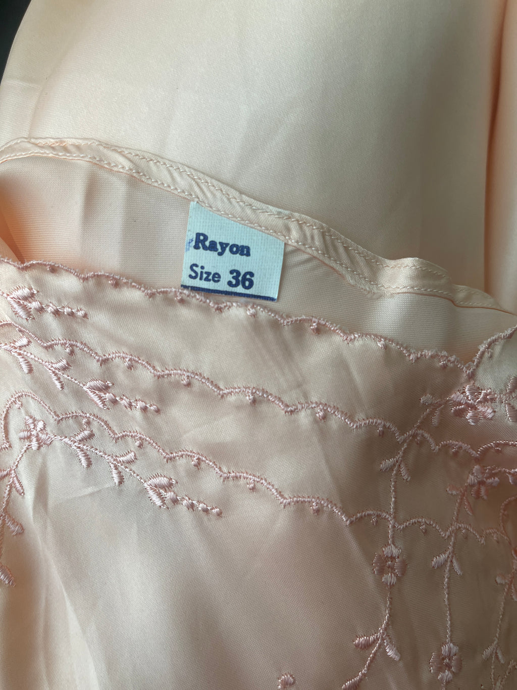40s NOS Rayon Peachy Pink Slip Dress Size 36