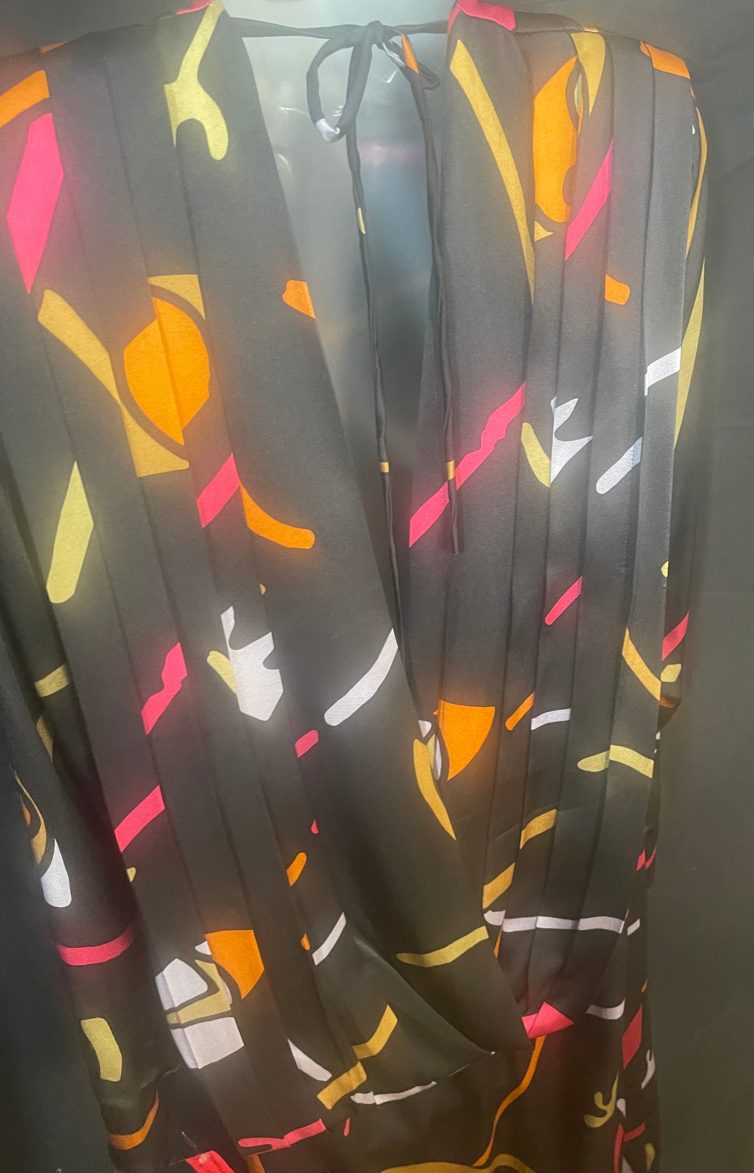 1980s SILK ABSTRACT PRINT Dress by Bobby CHI, Designer Collection