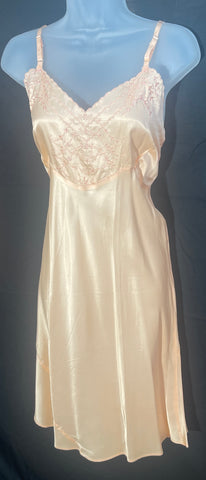 40s NOS Rayon Peachy Pink Slip Dress Size 36