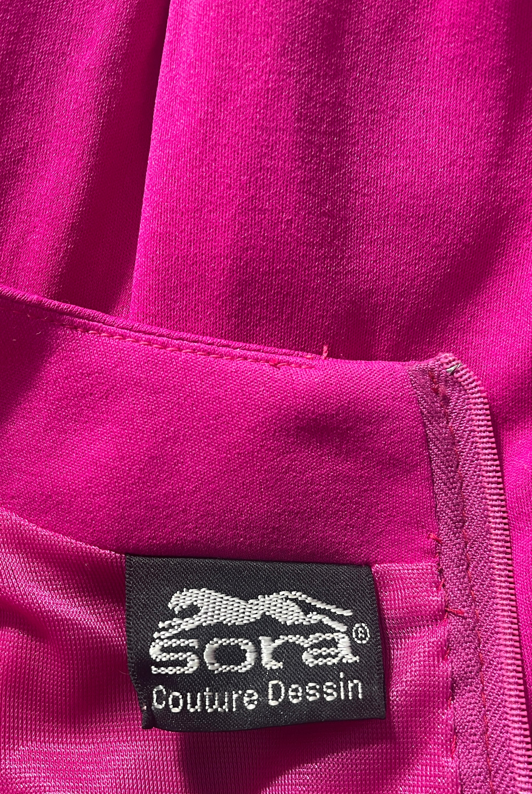 SORA COUTURE DESSIN Silk Jersey Barbie Deep V Dress 90s