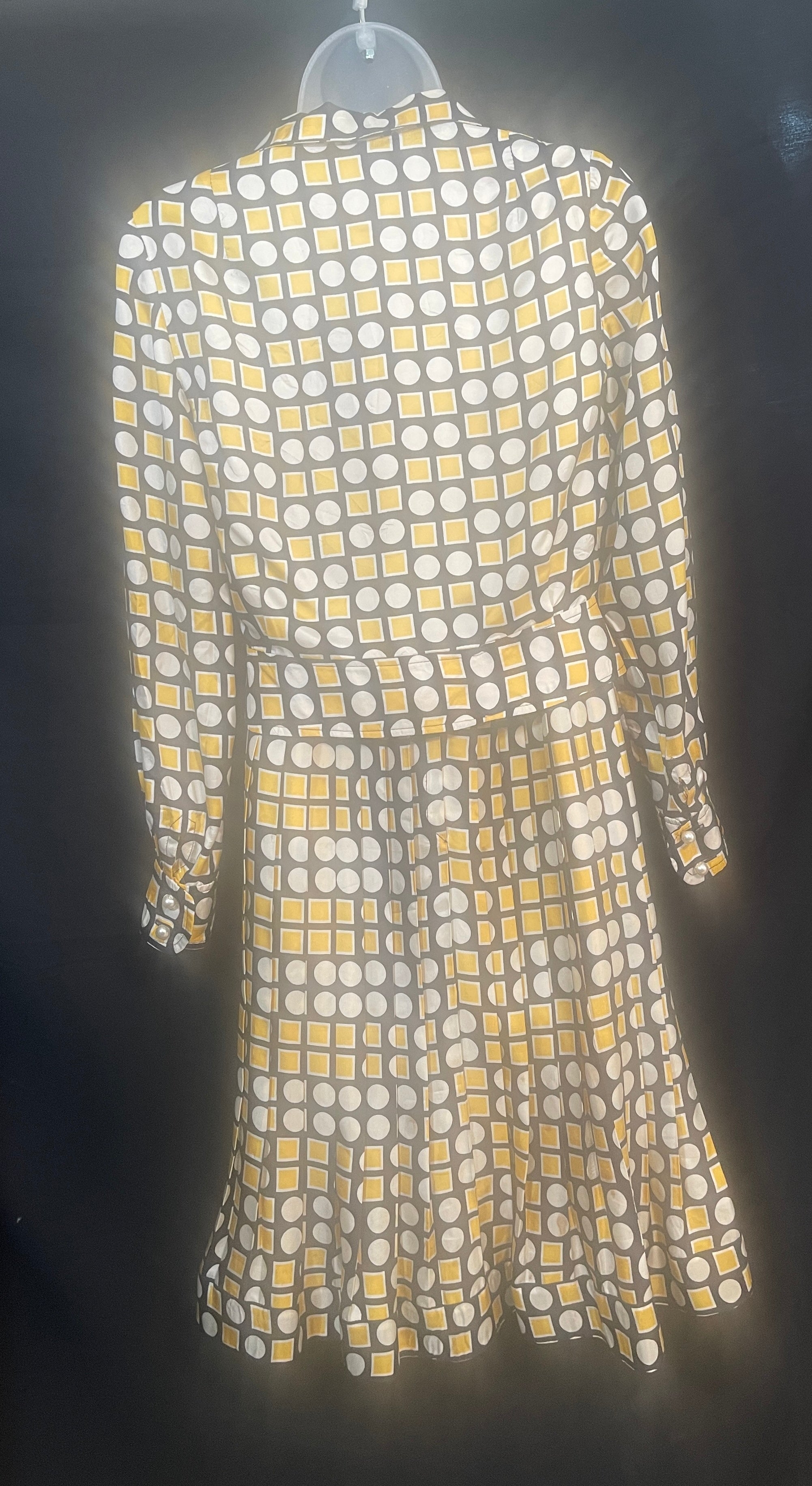 1970s OPTIC Print Dress & Jacket PARIS LABEL