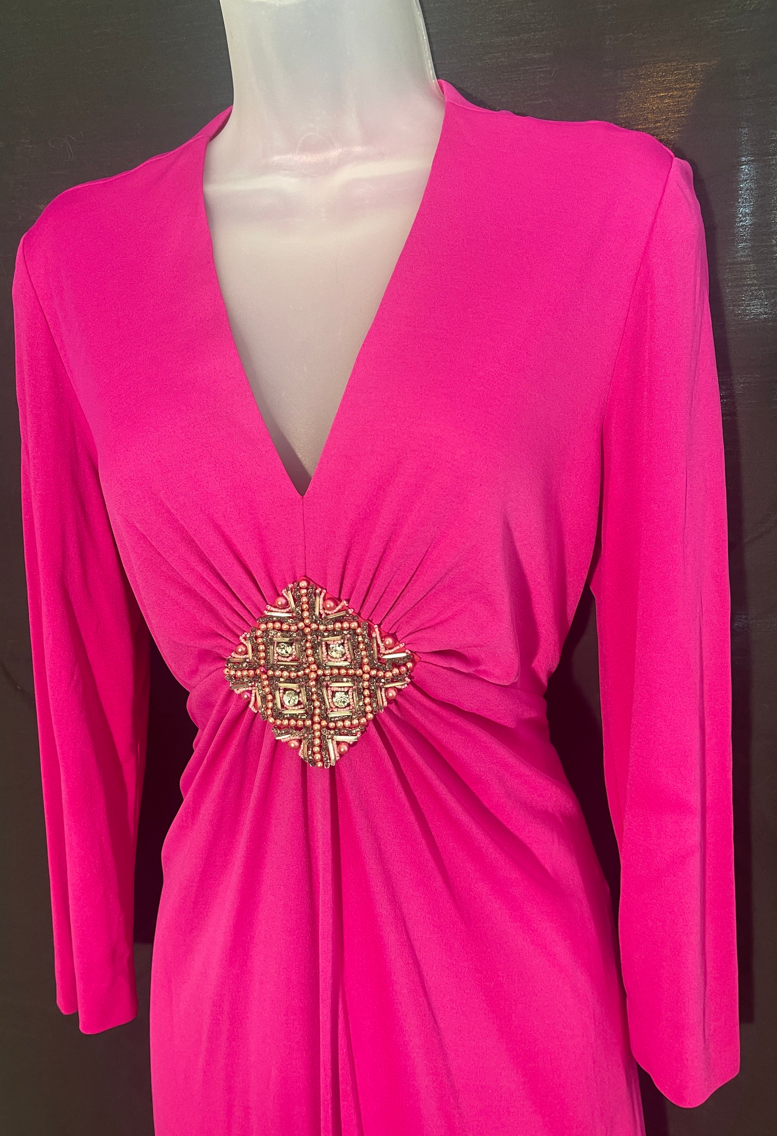 SORA COUTURE DESSIN Silk Jersey Barbie Deep V Dress 90s