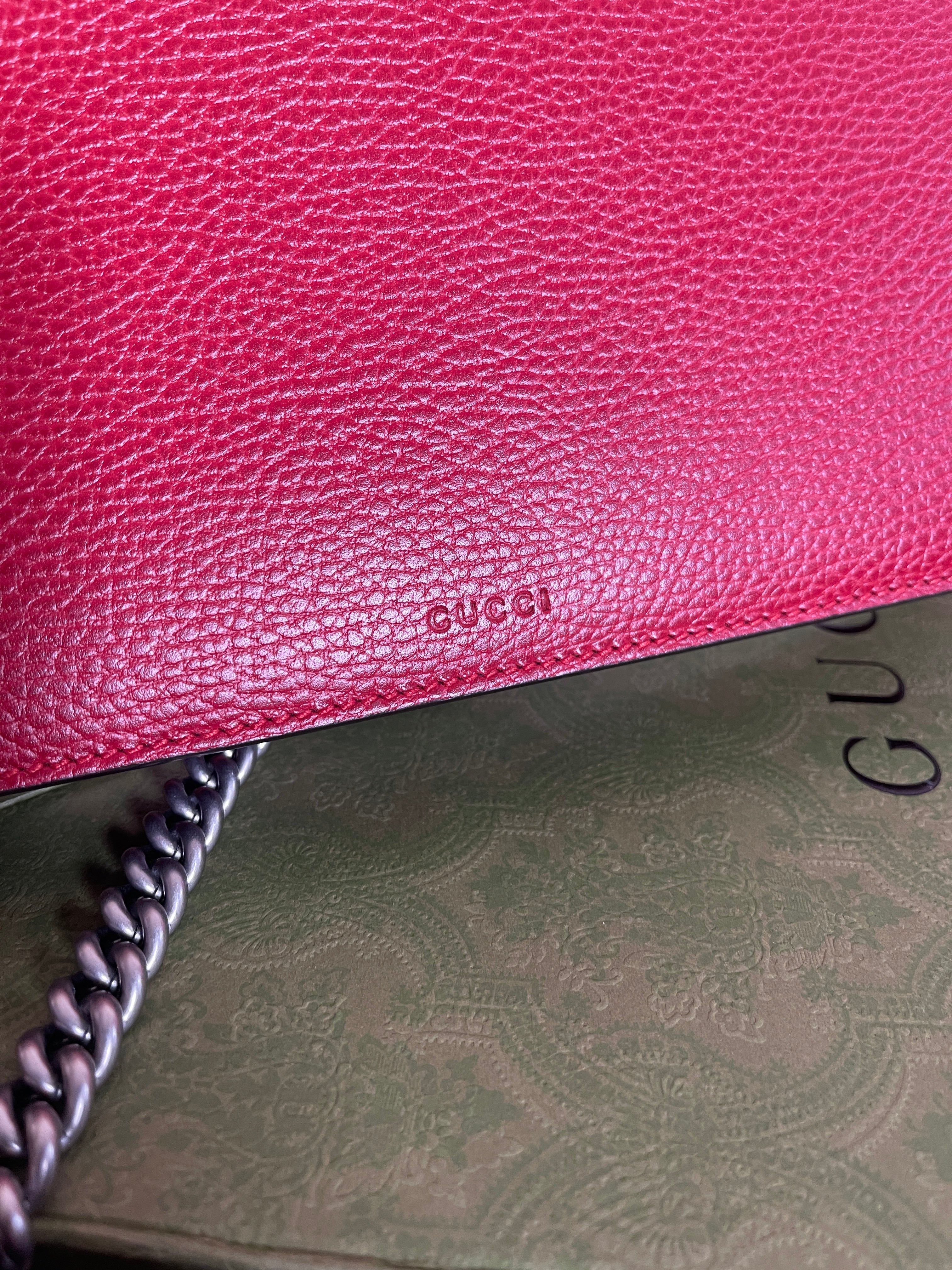 GUCCI Dionysus RED Purse/ Bag Jeweled Clasp Exc Cond. Box & SAKS Receipt