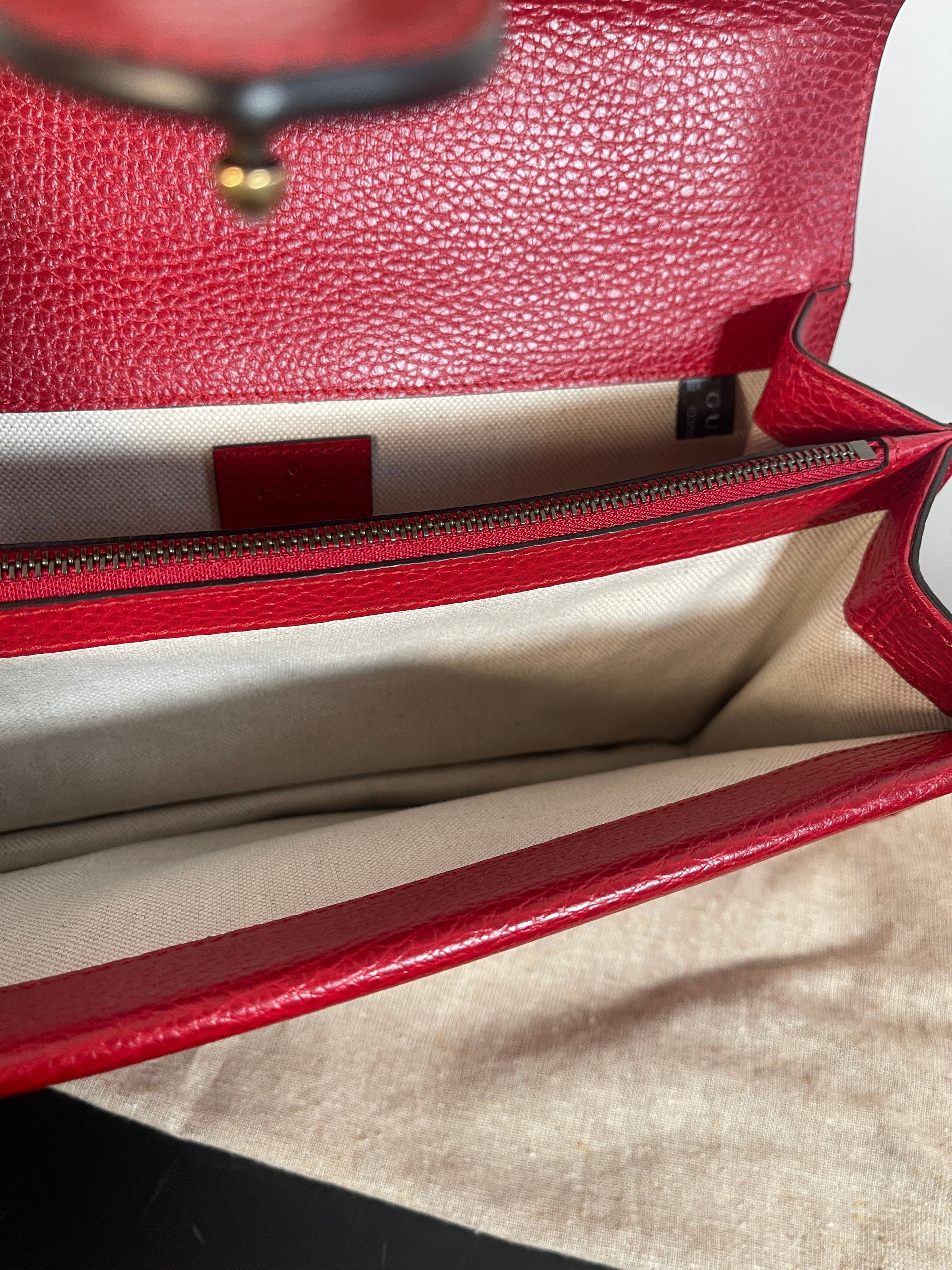 GUCCI Dionysus RED Purse/ Bag Jeweled Clasp Exc Cond. Box & SAKS Receipt