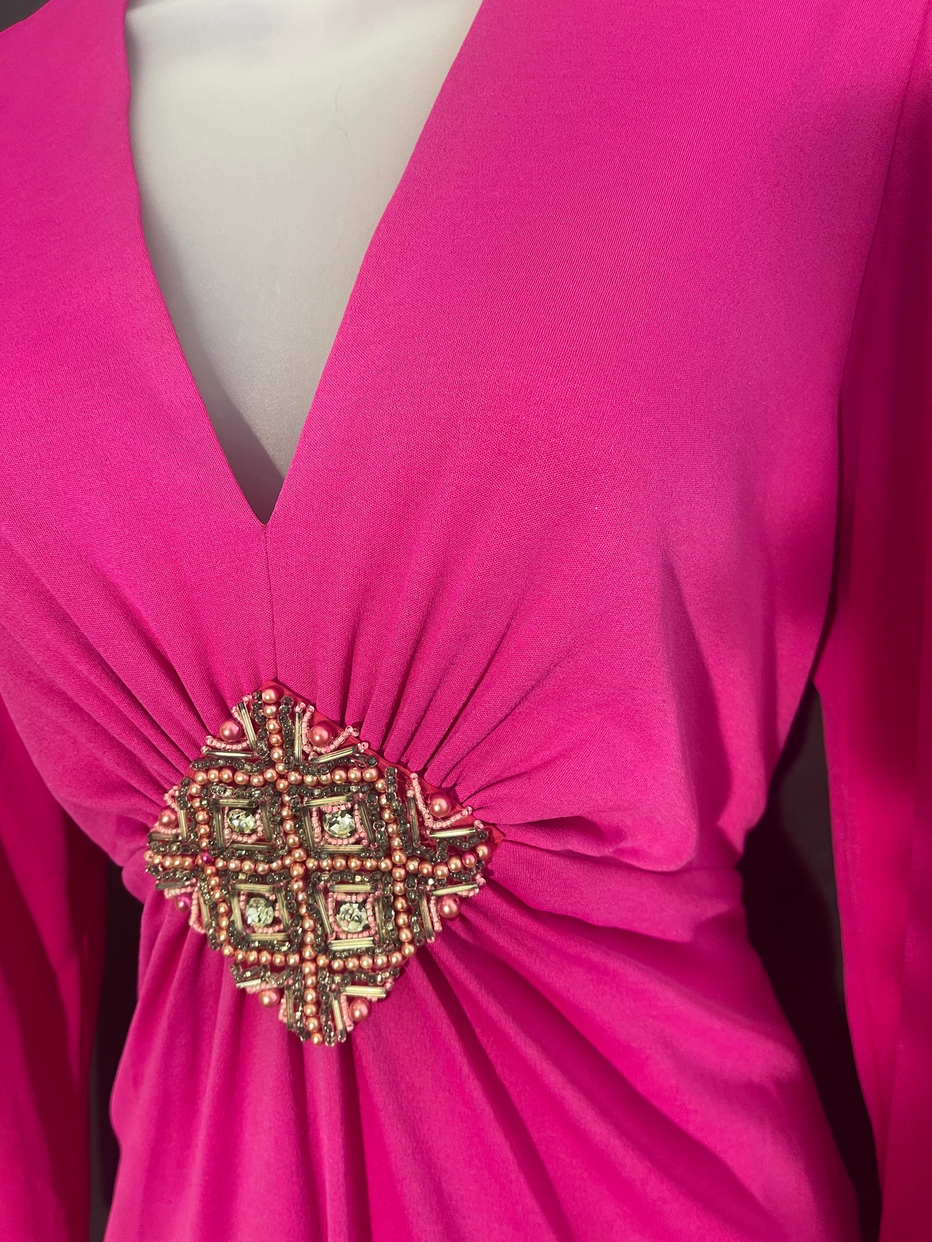 SORA COUTURE DESSIN Silk Jersey Barbie Deep V Dress 90s