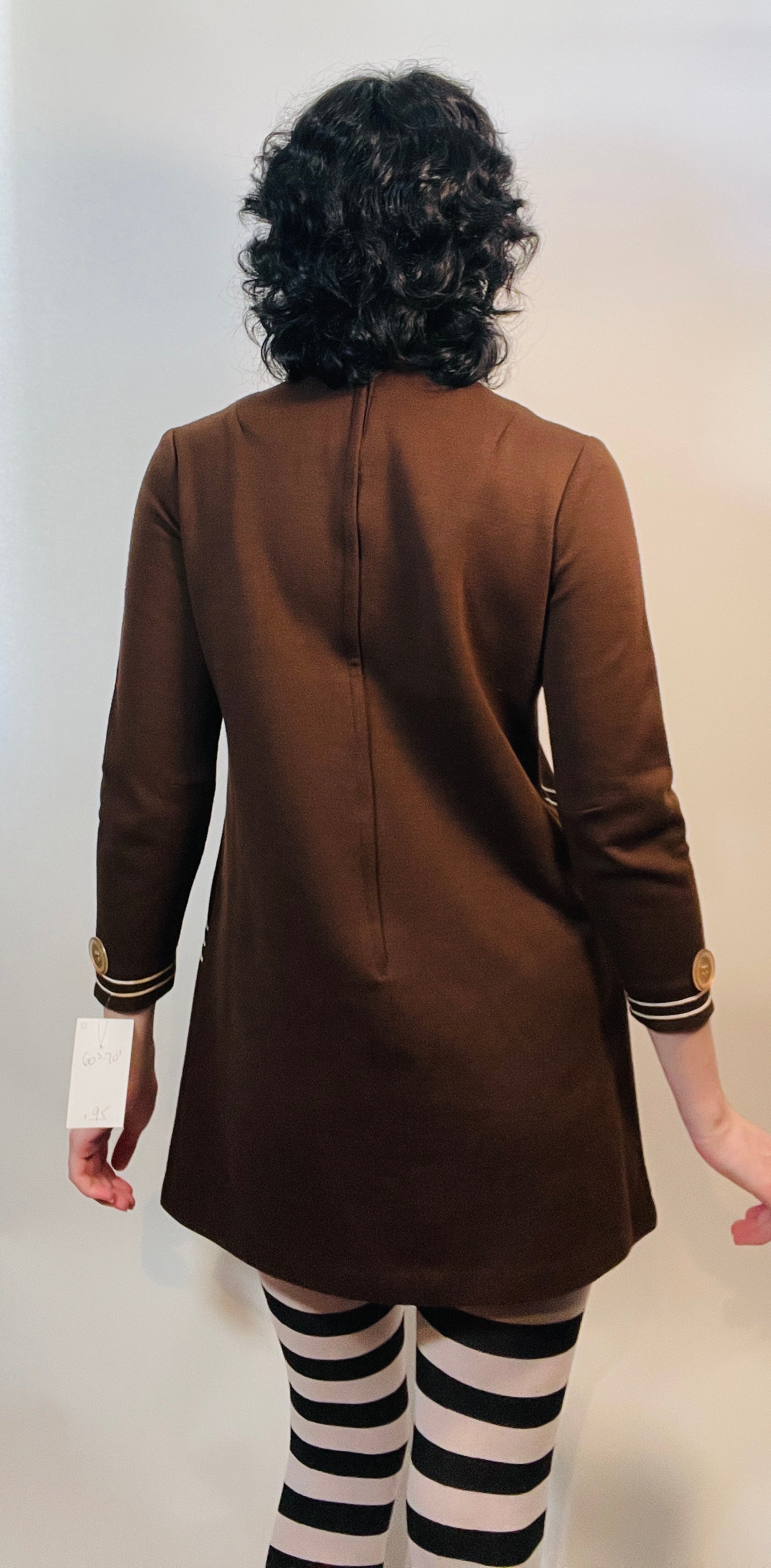 1960s Brown MINI DRESS with accents