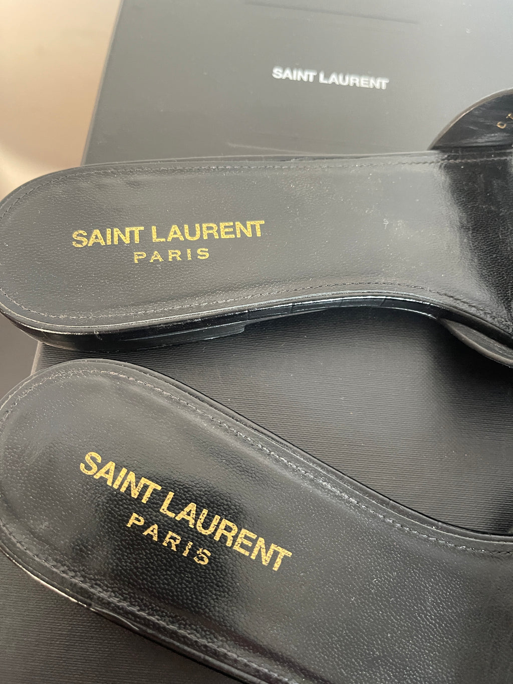Saint Laurent Black Flat Sandals Euro size 42/ US size 11