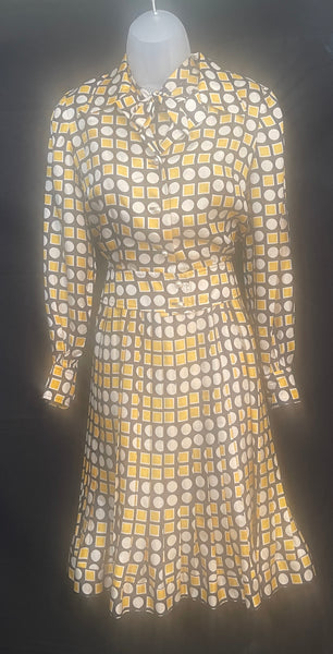 1970s OPTIC Print Dress & Jacket PARIS LABEL