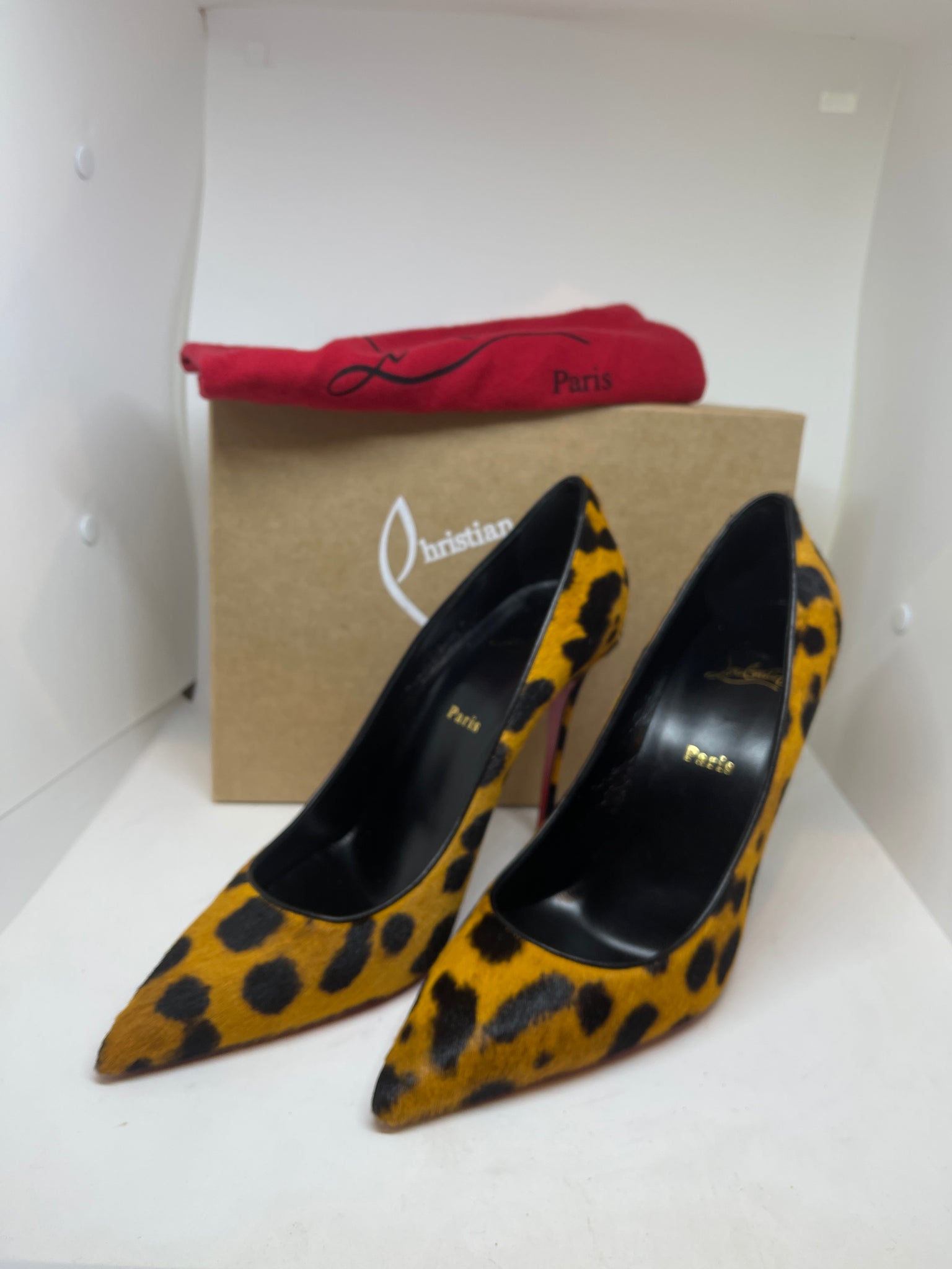 Christian Louboutin KATE  Leopard Print Shoes Size 43  Excellent .w/BOX