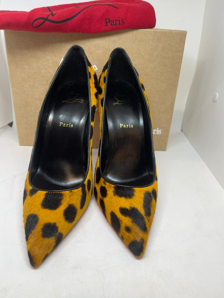 Christian Louboutin KATE  Leopard Print Shoes Size 43  Excellent .w/BOX