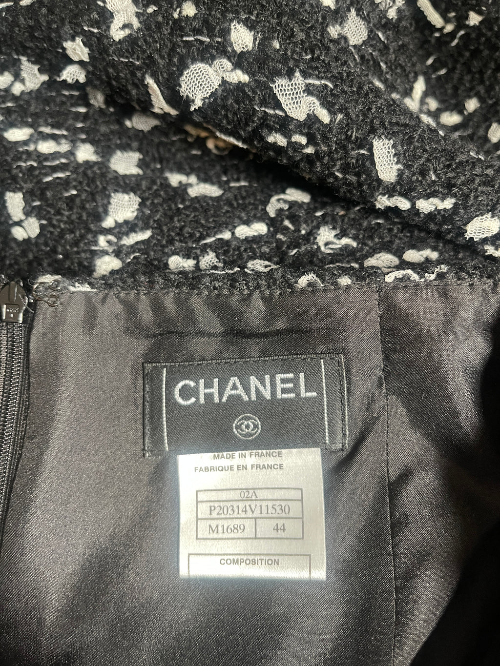 ORIGINAL CHANEL SUIT B & W Nubby Weave Sizes 46, 44