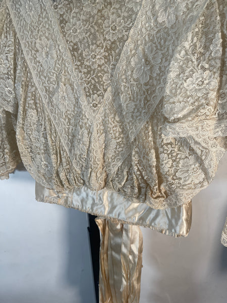 VTG Victorian Lace & Cotton Bodice Top Blouse