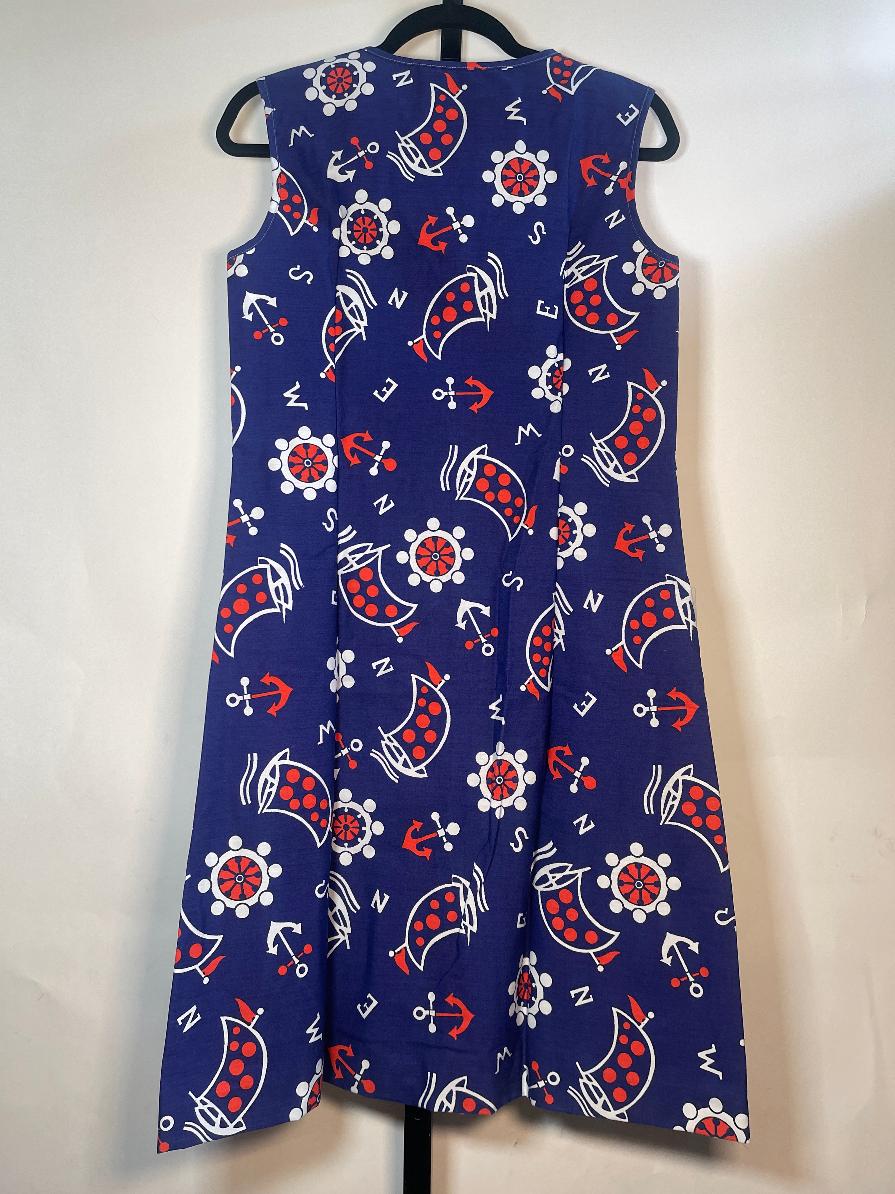 Vtg New OLD STORE Stock 1970s Summer Shift Nautical Novelty Print Dress  CUTE!