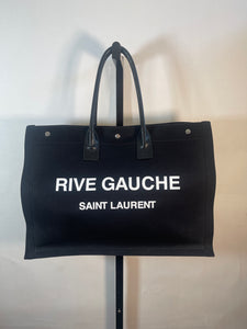 SAINT LAURENT Rive Gauche TOTE BAG  Black Canvas w/ Dust Bag AUTHENTIC