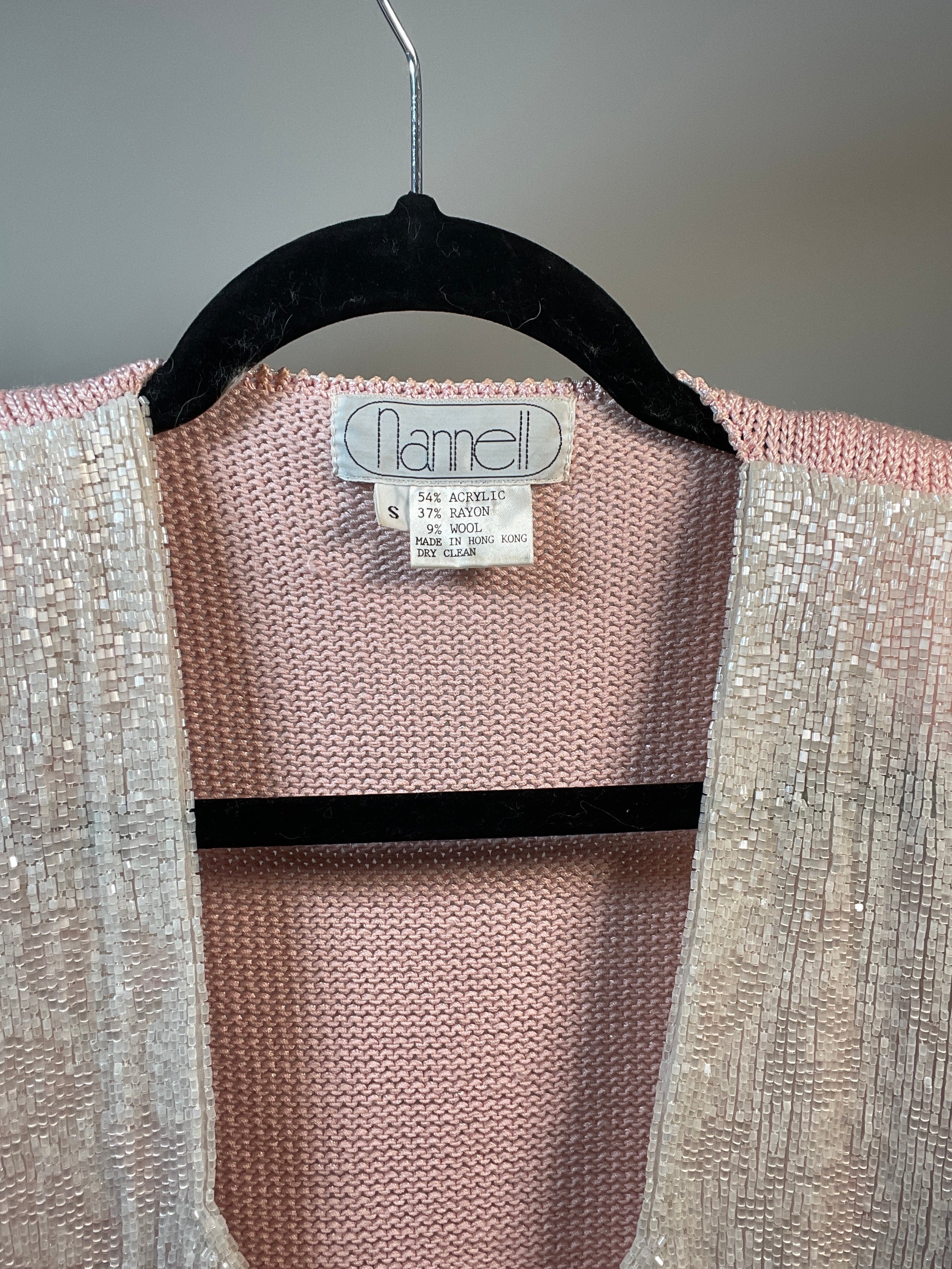 VTG 80s Beaded Pink Sweater Pouf sleeves