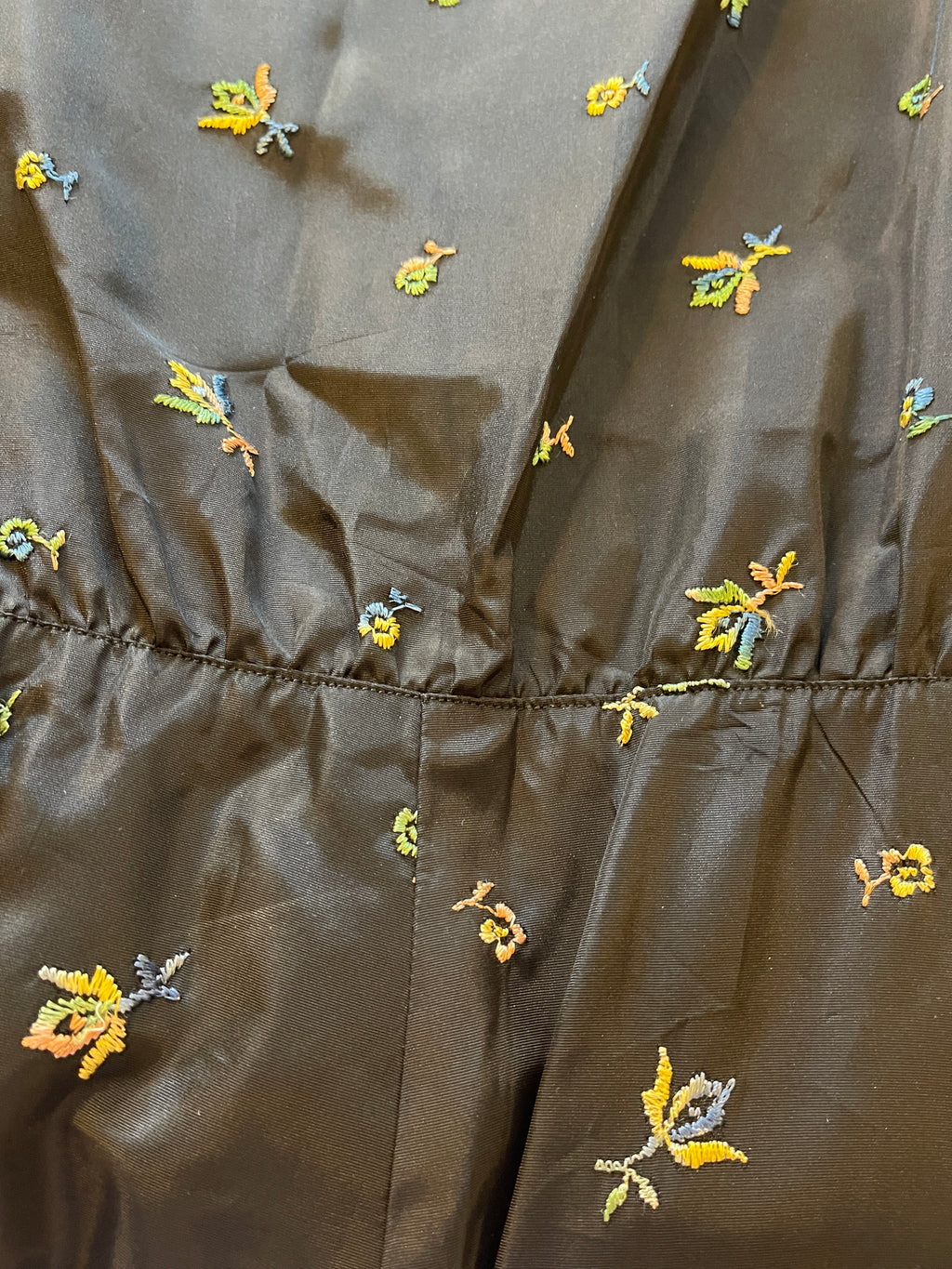 Vtg 40s Embroidered Taffeta Party Dress Early 40s