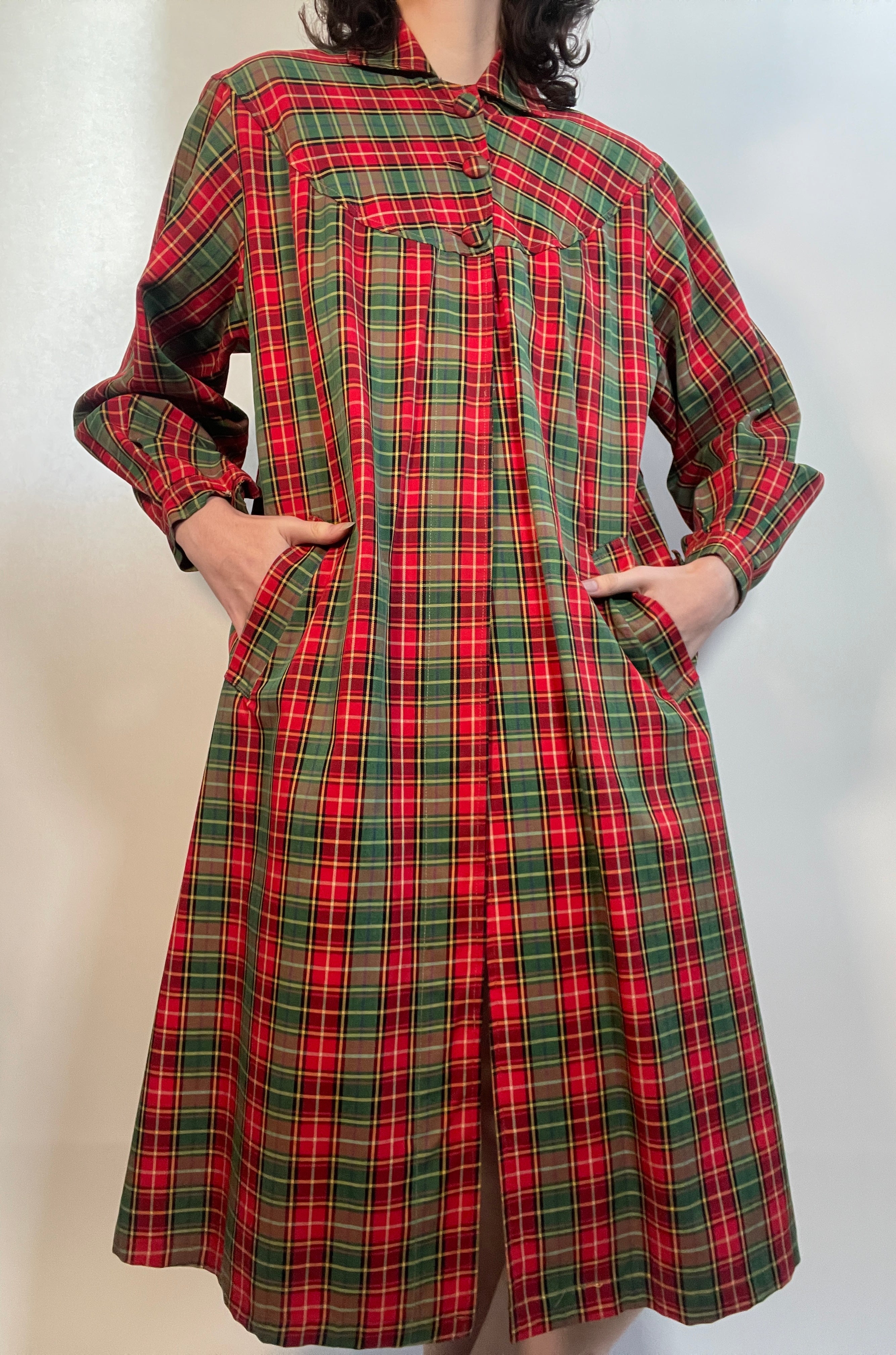 VTG 50s Plaid SWING COAT Rain Coat