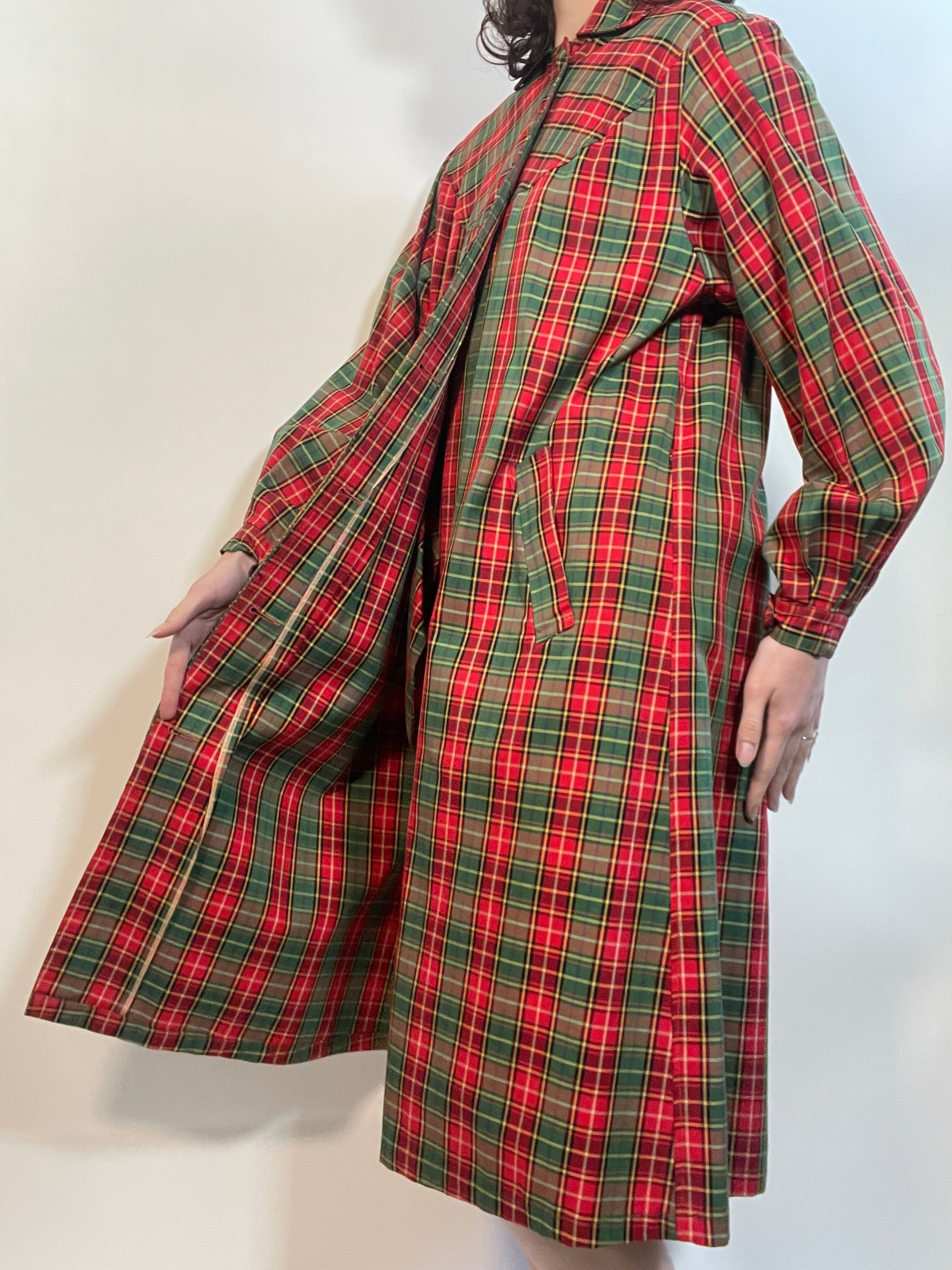 VTG 50s Plaid SWING COAT Rain Coat