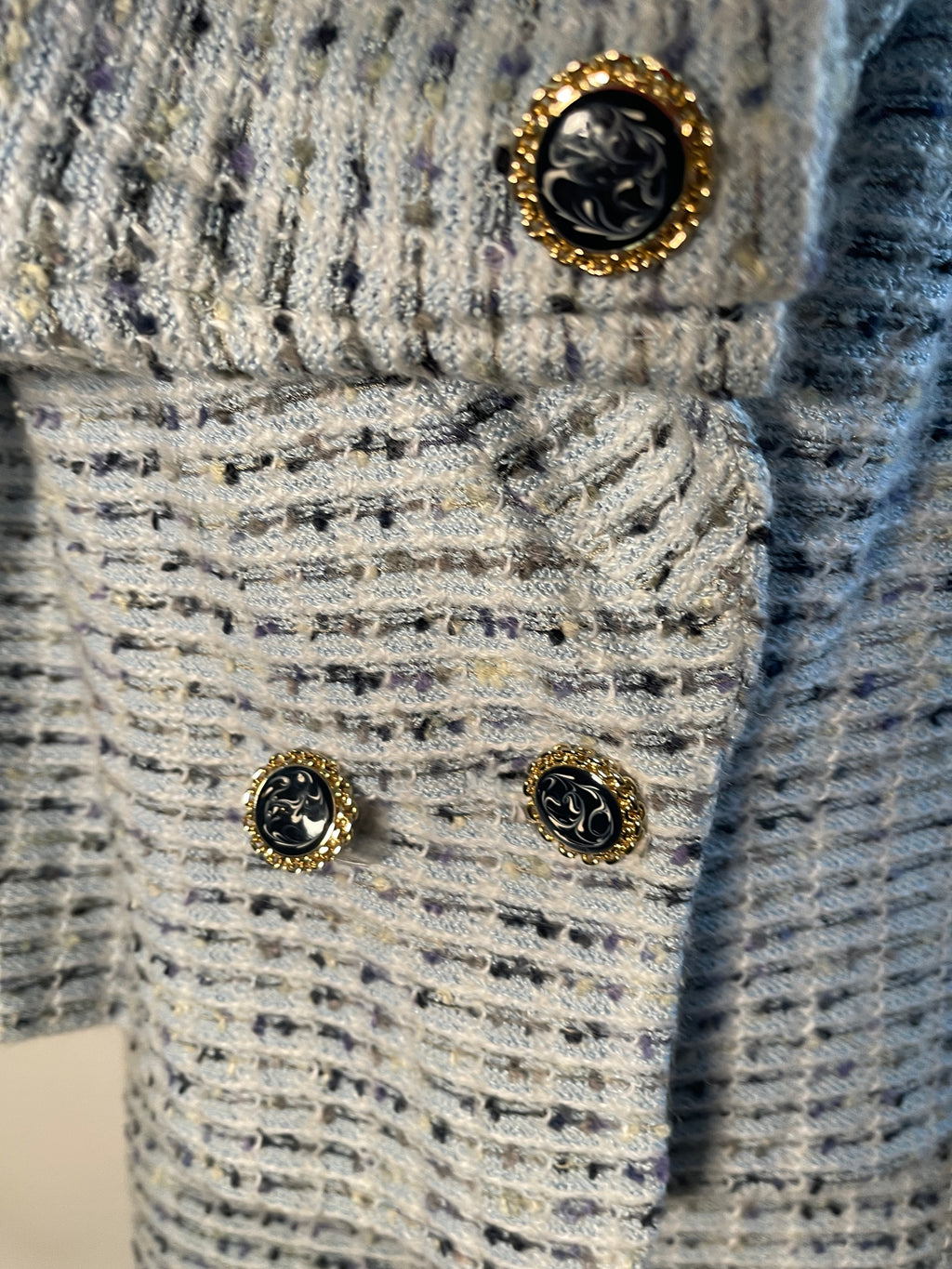 ST JOHN COUTURE Soft Blue Tweed 2 pc Suit Size 8-12