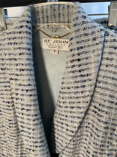 ST JOHN COUTURE Soft Blue Tweed 2 pc Suit Size 8-12