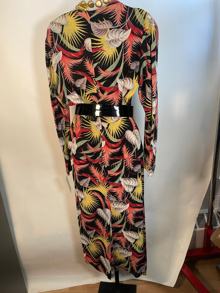 VTG 80s NORMA KAMALI w/40s Print 2 pc Dress