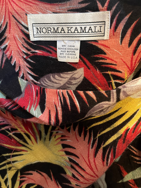 VTG 80s NORMA KAMALI w/40s Print 2 pc Dress