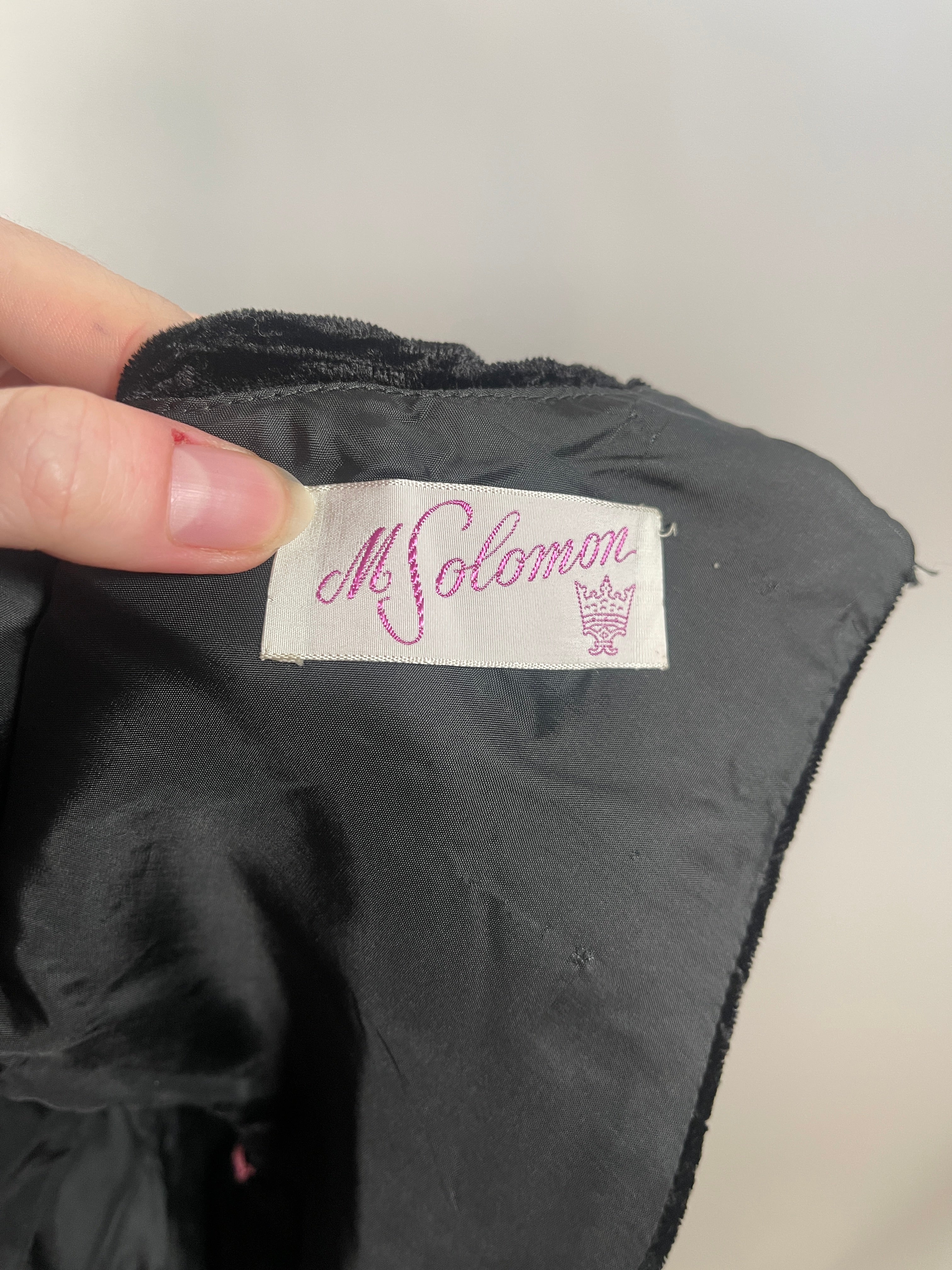 VTG 70s Black Two Piece Crushed Velvet Top & Mini Skirt