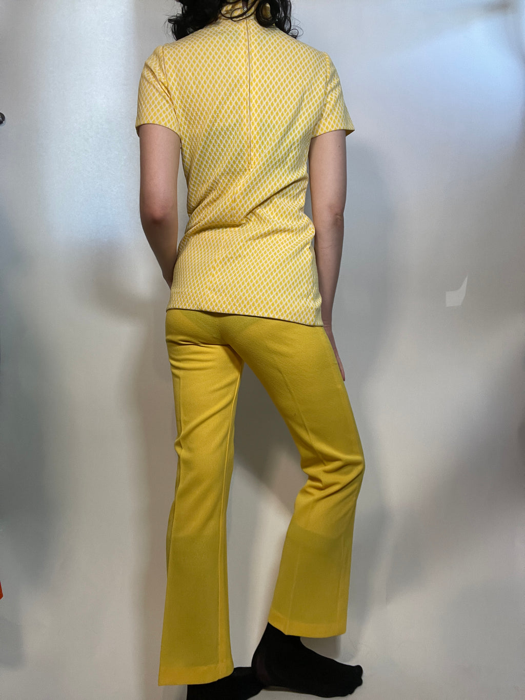 VTG 70s Cute Yellow Pant SET, MOD, New Old Stock-Never worn