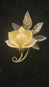 MINGS STERLING Pin Honolulu Carved Woodrose Handmade