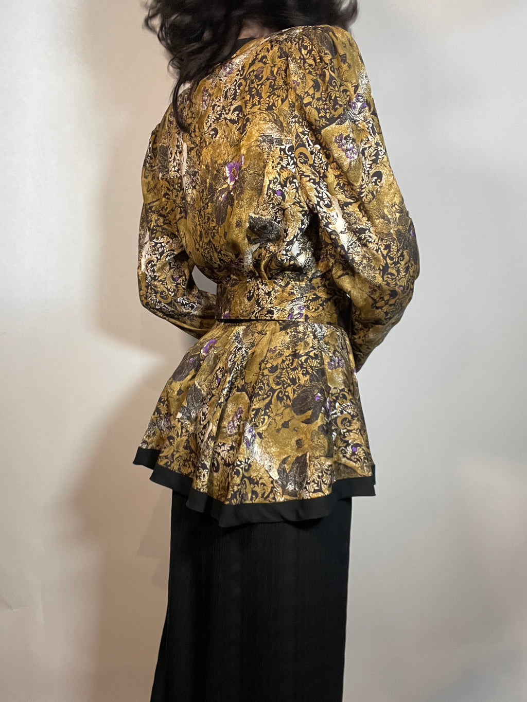Vtg 80s DIANE FRES 2 piece suit/ Dress with Peplum Jacket & Skirt