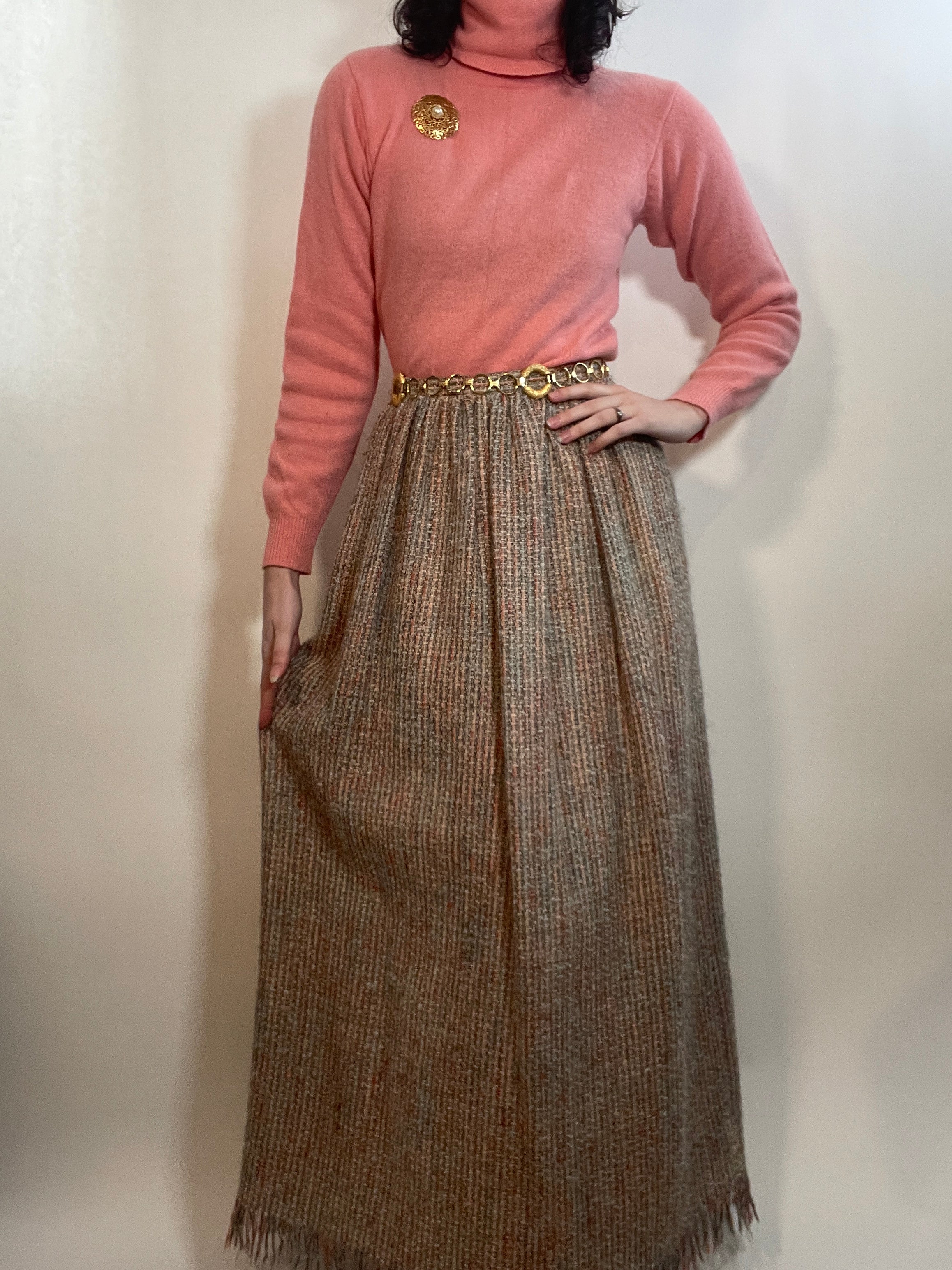 VTG 70s Tweed Nubby Long Skirt by John Meyer