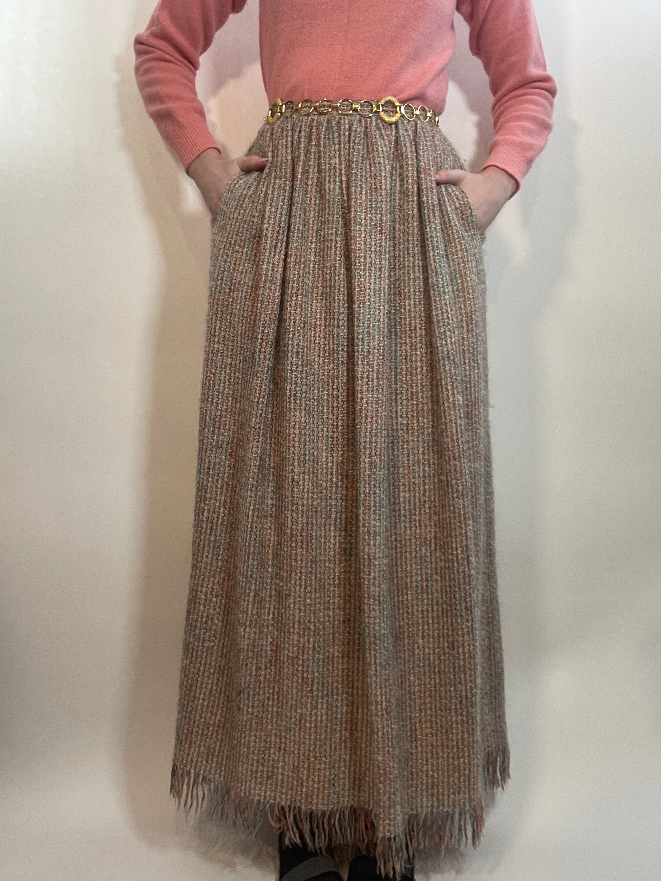 VTG 70s Tweed Nubby Long Skirt by John Meyer