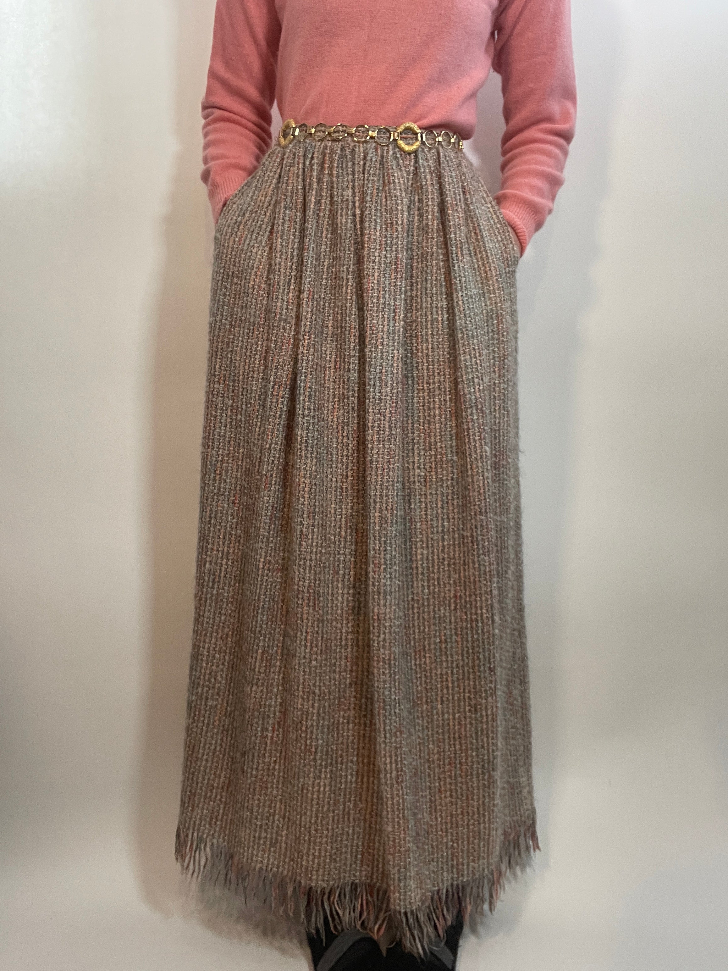 VTG 70s Tweed Nubby Long Skirt by John Meyer