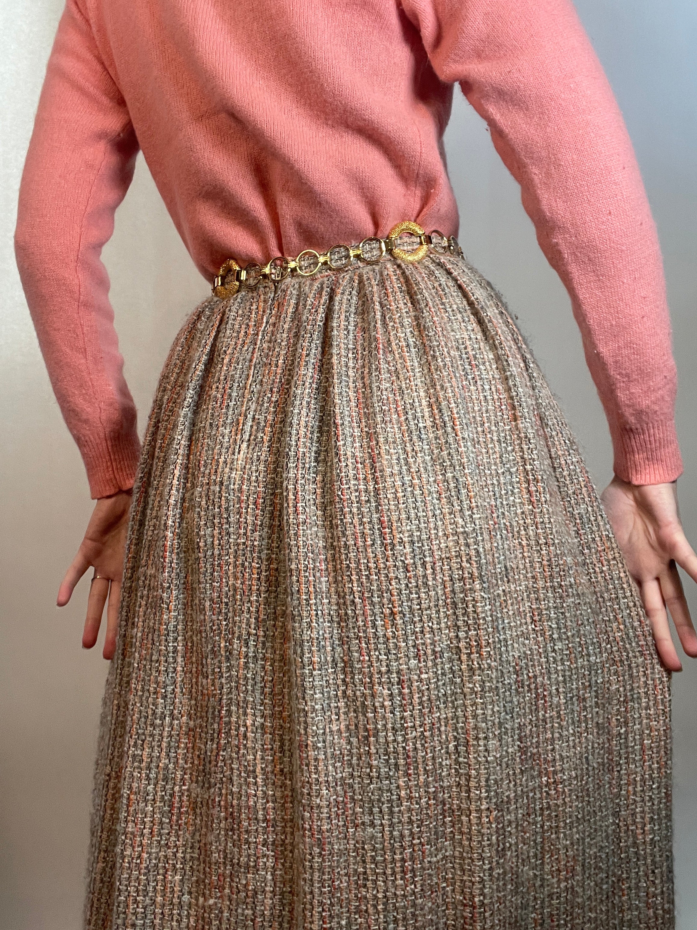 VTG 70s Tweed Nubby Long Skirt by John Meyer