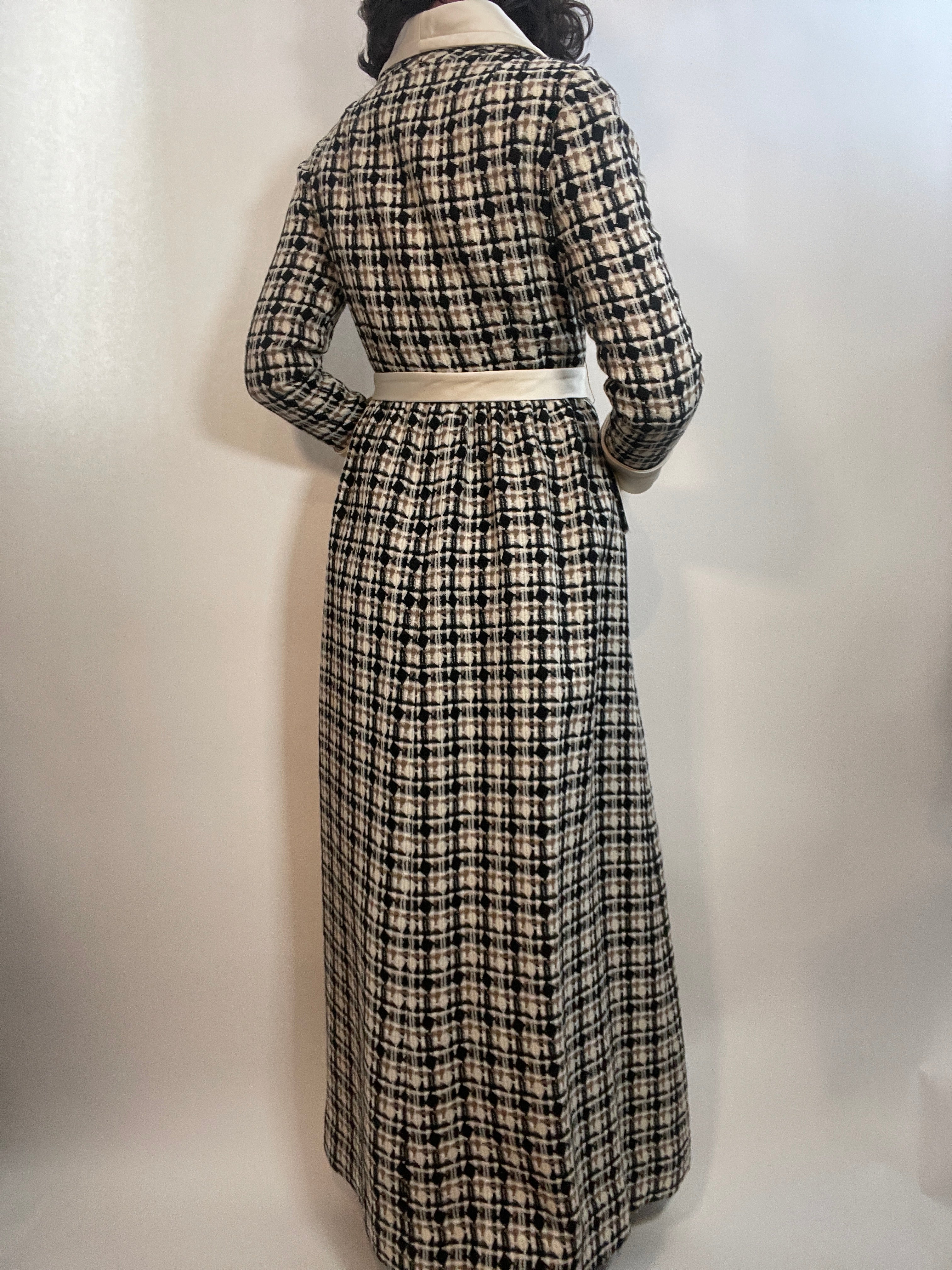 VTG 70s Malcolm Starr by RIZKALAH Coat/ Dress TWEED & Satin