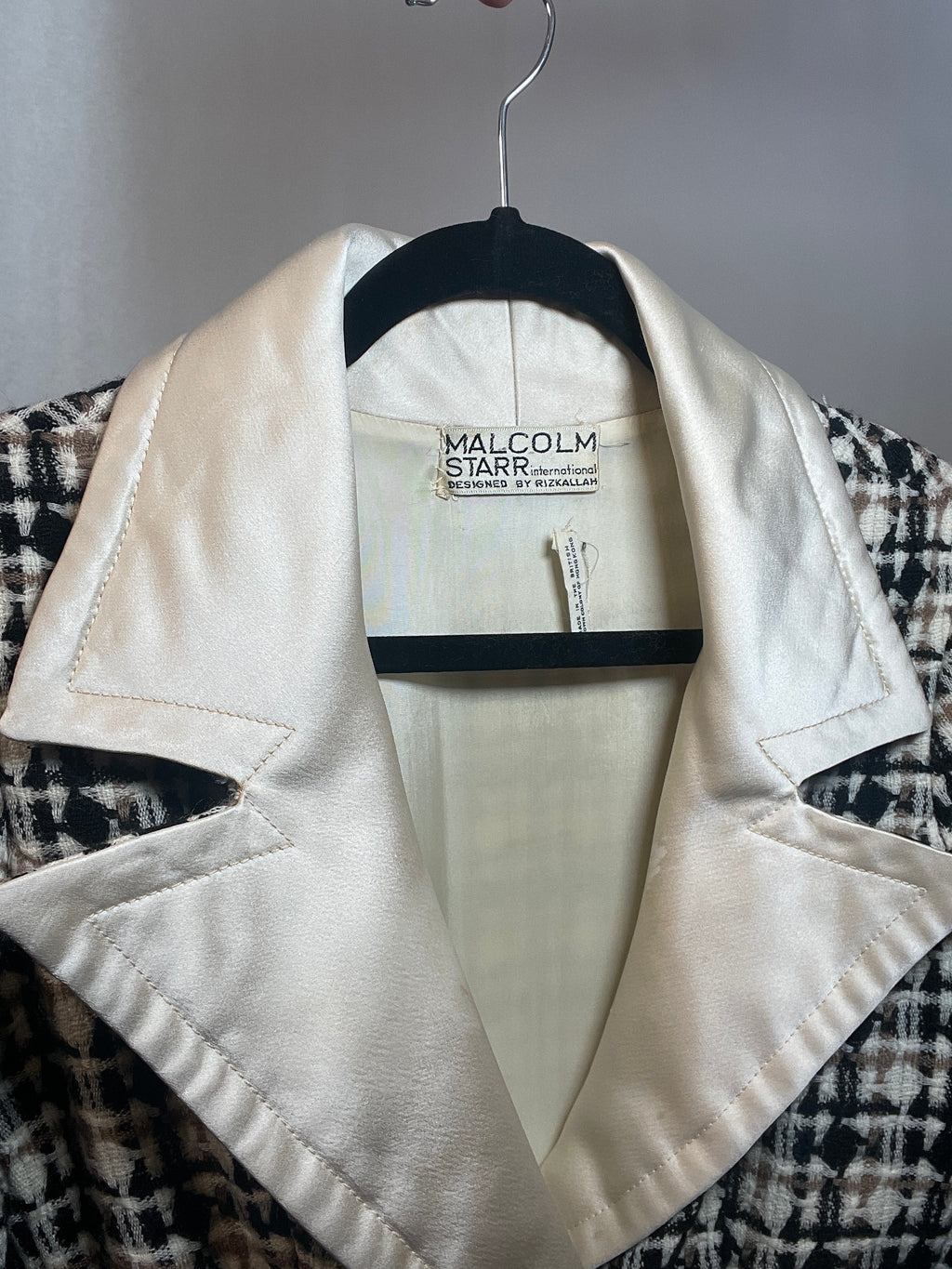 VTG 70s Malcolm Starr by RIZKALAH Coat/ Dress TWEED & Satin